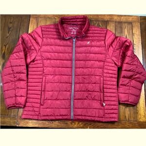 Nautica XXL Mens Puffer Jacket Full Zip Lightweight Red Coat